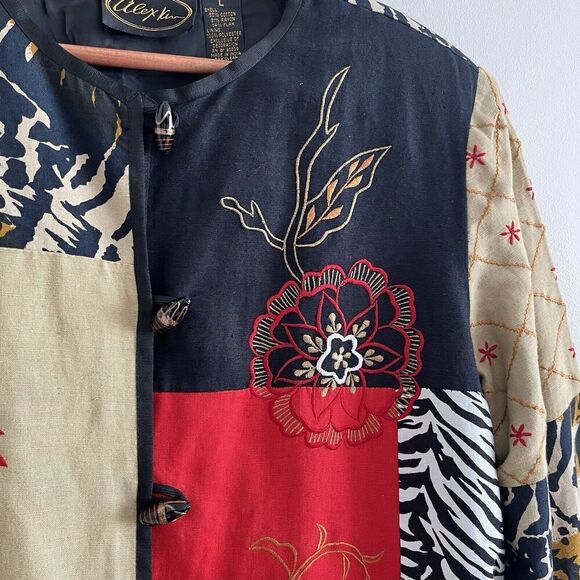 Alex Kim Patchwork Embroidered Jacket L Cottagecore Boho Y2K Vtg Art to Wear - Picture 9 of 14